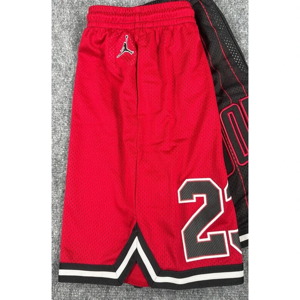 Jordan Boys 8-10Yrs Small Mesh Basketball Shorts Red Black Pinstripe NWT